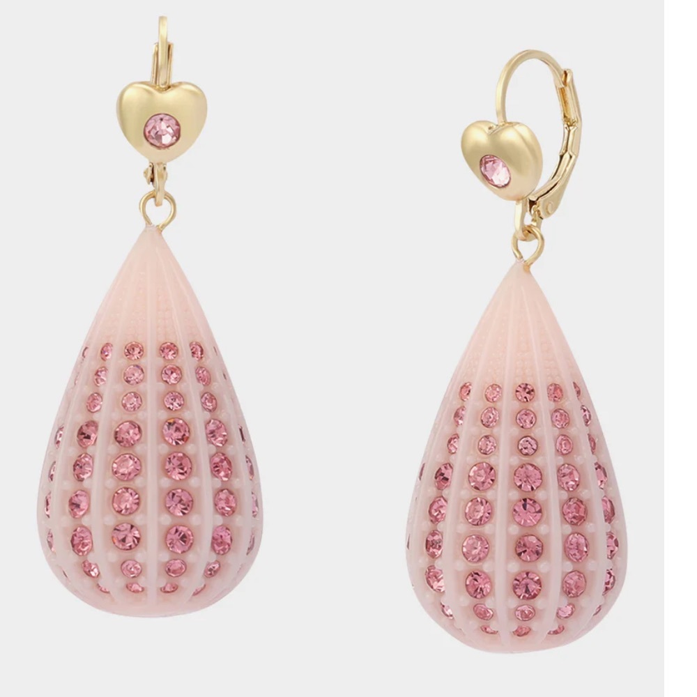 Betsey Johnson Pink Crystal Teardrop Rhinestone Earrings New